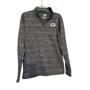 NFL Green Bay Packers Mens Gray Quarter-Zip Pullover Sweatshirt By Team Apparel